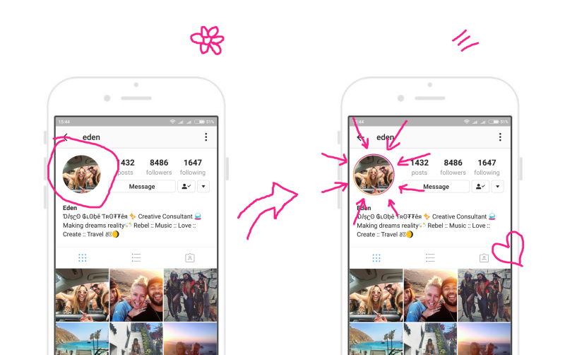 Add a colorful border to the profile picture in Instagram | UniLink